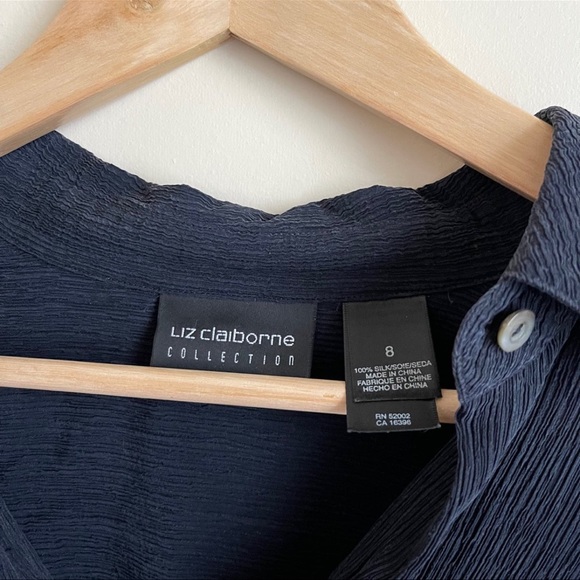 Vintage Liz Claiborne Collection 100% Silk, collared button down - Picture 3 of 5